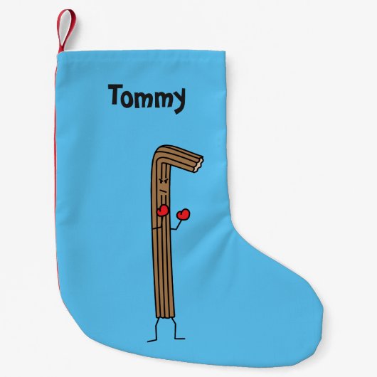 Mexicaanse Vechter Churro met Rode Kleine Kerstsok (Voorkant)