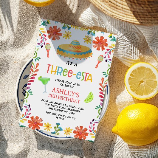 Mexicaanse Veelkleurige Bloemendriesta 3e verjaard Kaart