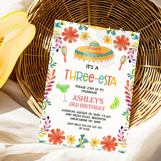 Mexicaanse Veelkleurige Bloemendriesta 3e verjaard Kaart