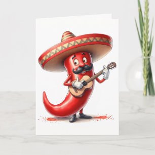 Mexicaanse verjaardag Red Chili Pepper Gitaar Spel Kaart
