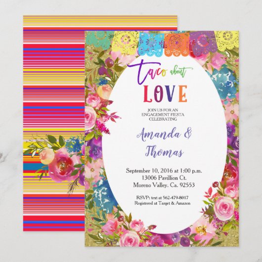 Mexicaanse verlovingsfeest Uitnodiging (Voorkant / Achterkant)