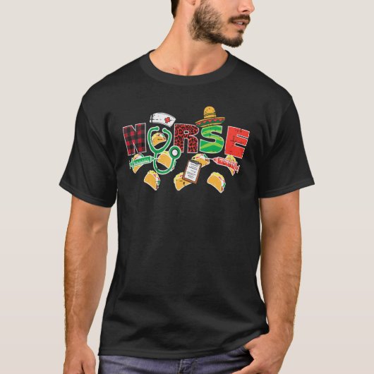 Mexicaanse verpleegster Tacos Cinco de Mayo verple T-shirt (Voorkant)