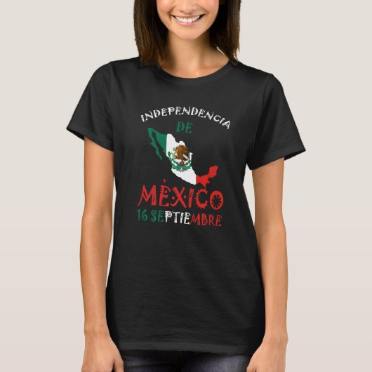 Mexicaanse vlag 16 september Mexico Independence D T-shirt (Voorkant)
