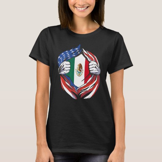Mexicaanse vlag Amerikaanse trots van mijn Mexicaa T-shirt (Voorkant)
