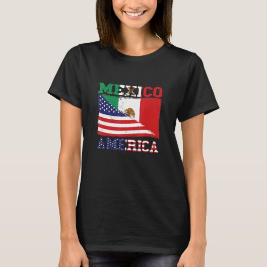 Mexicaanse vlag Amerikaanse vlag rode Mexicaanse w T-shirt (Voorkant)