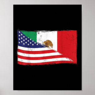 Mexicaanse Vlag Amerikaanse Vlag Trots Mexico Root Poster