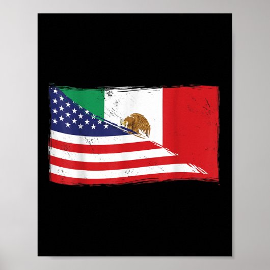 Mexicaanse Vlag Amerikaanse Vlag Trots Mexico Root Poster (Voorkant)