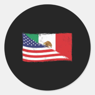 Mexicaanse Vlag Amerikaanse Vlag Trots Mexico Root Ronde Sticker