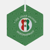 Mexicaanse vlag Angel Green White Year Naam Hexago Glas Ornament (Achterkant)