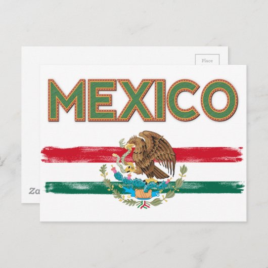 Mexicaanse vlag briefkaart (Voorkant / Achterkant)