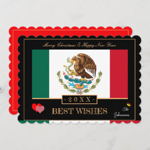 Mexicaanse vlag en gelukkig nieuwjaar/beste wensen feestdagenkaart