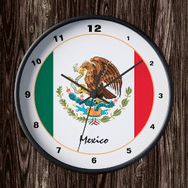 Mexicaanse vlag en trendy Mexico-mode/ontwerpklok Ronde Klok