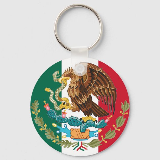 Mexicaanse vlag en wapenschild Tricolor Sleutelhan Sleutelhanger (Voorkant)