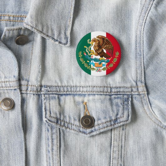 Mexicaanse vlag en wapenstilstand van Mexicaanse B Ronde Button 5,7 Cm (In situ)