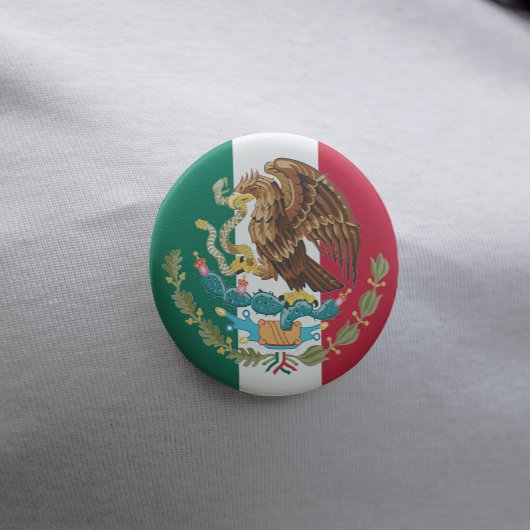 Mexicaanse vlag en wapenstilstand van Mexicaanse B Ronde Button 5,7 Cm