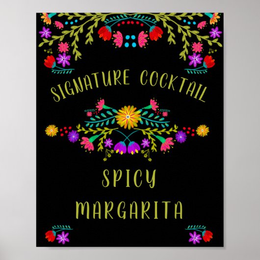 Mexicaanse vlag Fiesta Flower Signature Cocktail B Poster (Voorkant)