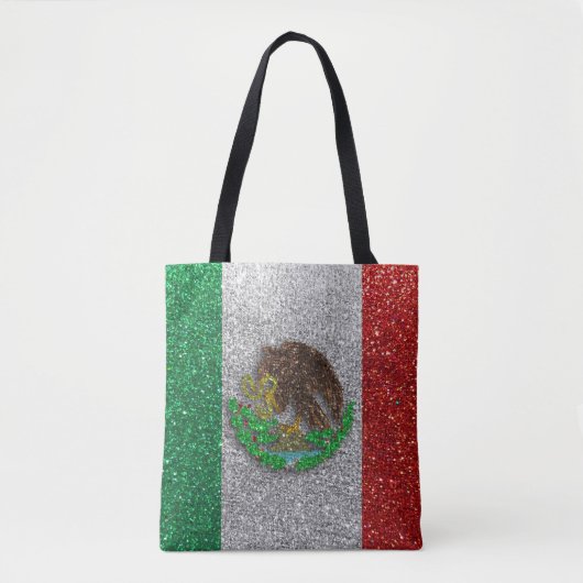 Mexicaanse vlag Glitter Latinx Travel Tote Bag (Voorkant)