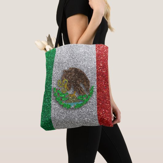 Mexicaanse vlag Glitter Latinx Travel Tote Bag (Dichtbij)