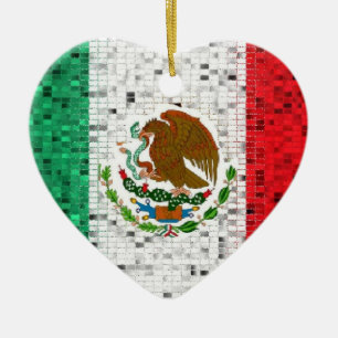 Mexicaanse vlag glitter-versiering keramisch ornament