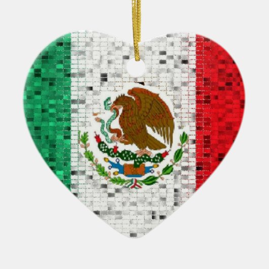 Mexicaanse vlag glitter-versiering keramisch ornament (Voorkant)