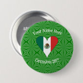 Mexicaanse vlag Groene achtergrond op maat Ronde Button 7,6 Cm (Voorkant /achterkant)
