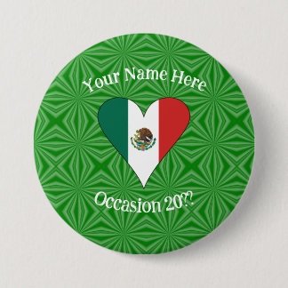 Mexicaanse vlag Groene achtergrond op maat Ronde Button 7,6 Cm
