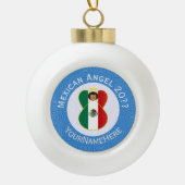 Mexicaanse vlag Hanukkah Angel - jaar naam keramis Keramische Bal Ornament (Voorkant)