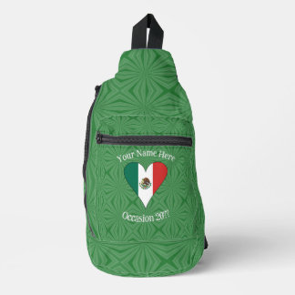 Mexicaanse Vlag Hart Groen Achtergrond Persoonlijk Sling Bag