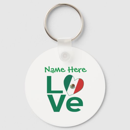 Mexicaanse Vlag Hart Groen LIEFDE Gepersonaliseerd Sleutelhanger (Voorkant)