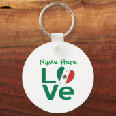 Mexicaanse Vlag Hart Groen LIEFDE Gepersonaliseerd Sleutelhanger (Voorkant)