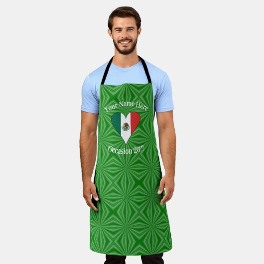 Mexicaanse Vlag Hart Groene Achtergrond Persoonlij Schort (Gedragen)