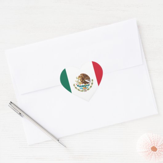Mexicaanse vlag hart sticker (Envelop)