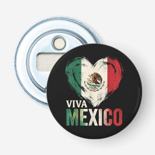 Mexicaanse Vlag Hart Viva Mexico Onafhankelijkheid Button Flesopener