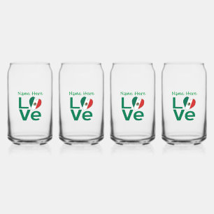 Mexicaanse vlag Heart Green LOVE Persoonlijk Blikvorm Glas