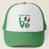 Mexicaanse vlag Heart Green LOVE Persoonlijk Trucker Pet (Voorkant)