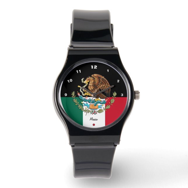 Mexicaanse vlag horloge, Embleem, Mexico / sport Horloge (Voorkant)
