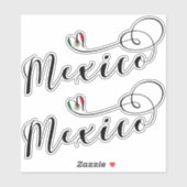 Mexicaanse vlag in het hart, ik hou van Mexico Sticker (Vel)