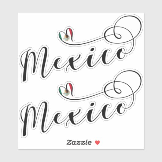 Mexicaanse vlag in het hart, ik hou van Mexico Sticker (Vel)