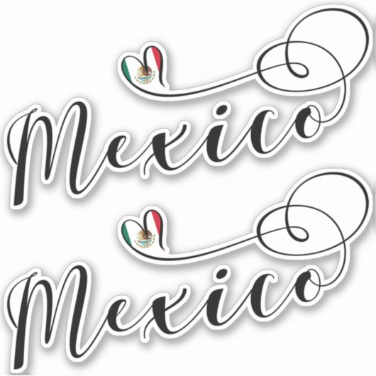 Mexicaanse vlag in het hart, ik hou van Mexico Sticker (Voorkant)
