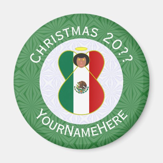 Mexicaanse Vlag Kerstengel Gepersonaliseerd Magneet (Voorkant)