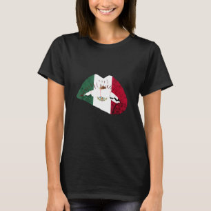 Mexicaanse Vlag Lippen Mexicaanse Wortels Mexico C T-shirt