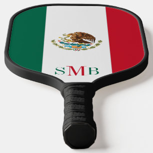 Mexicaanse vlag met gepersonaliseerd monogram pickleball paddle