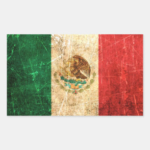  Mexicaanse vlag met krassen en slijtage Rechthoekige Sticker