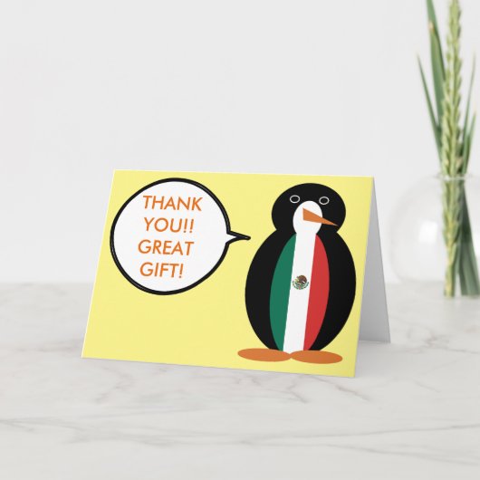 Mexicaanse vlag met mevrouw Penguin Bedankkaart (Voorkant)