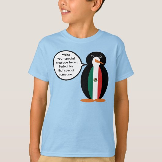 Mexicaanse vlag met mevrouw Penguin Boys' T-shirt (Voorkant)