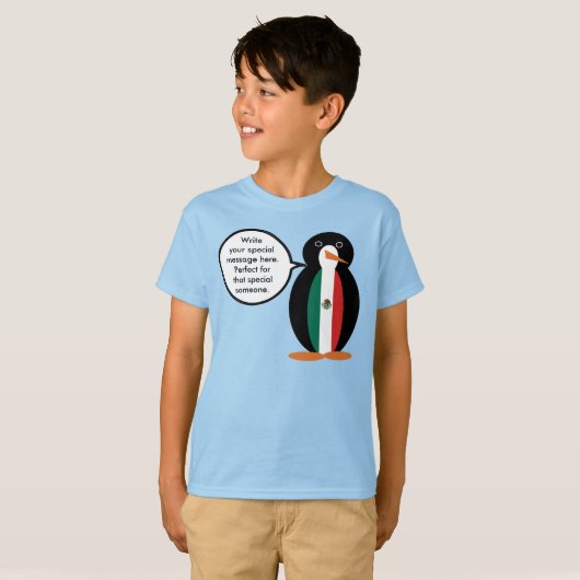 Mexicaanse vlag met mevrouw Penguin Boys' T-shirt (Voorkant volledig)