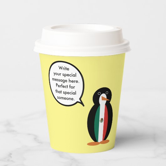Mexicaanse vlag met mevrouw Penguin Papieren Bekers (Voorkant)
