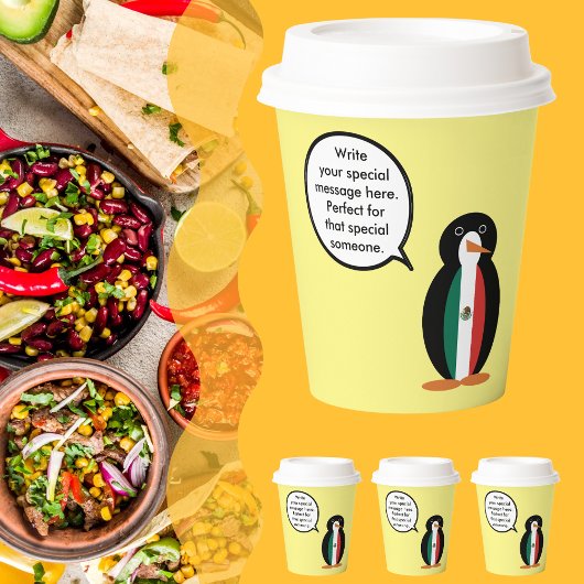 Mexicaanse vlag met mevrouw Penguin Papieren Bekers