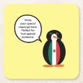 Mexicaanse vlag met mevrouw Penguin Round Paper Co Kartonnen Onderzetters (Voorkant)