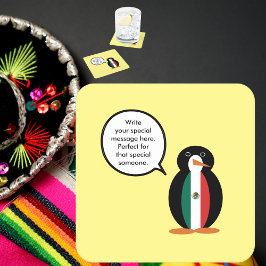Mexicaanse vlag met mevrouw Penguin Round Paper Co Kartonnen Onderzetters